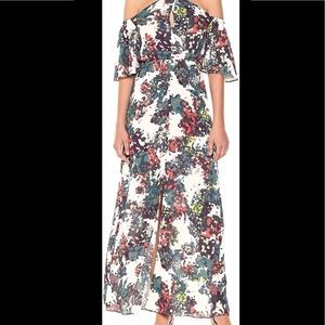 NWOT BCBG Maxazria floral off the shoulder maxi
